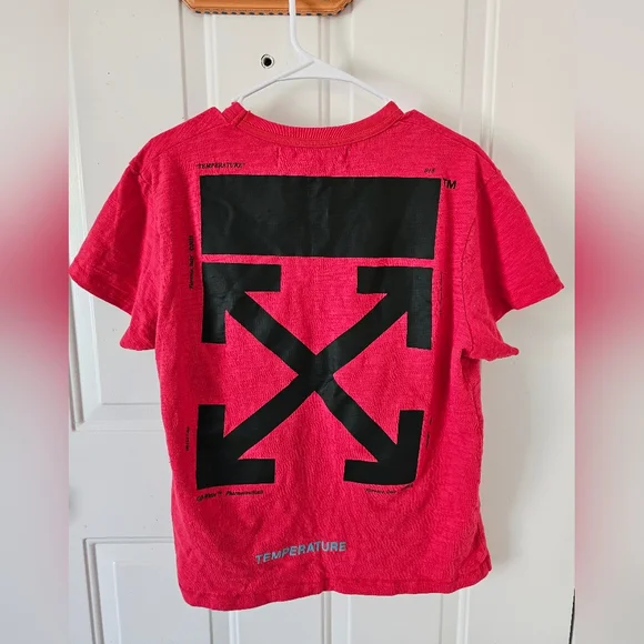 Off-White Red Mona Lisa Print Cotton Designer Art To Wear T-shirt Size M